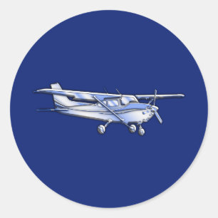 Sticker Rond Vol de silhouette de Cessna de chrome d'avions sur