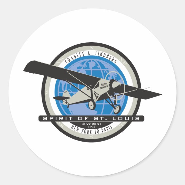 Sticker Rond Vol historique Charles Linberg (Devant)