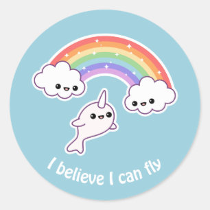 Sticker Rond Vol Narwhal