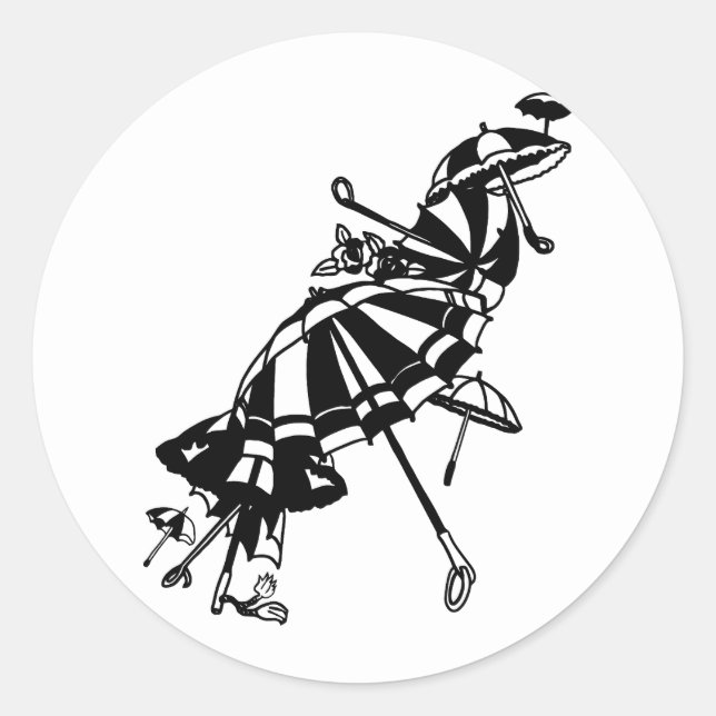 Sticker Rond vol Parasols parapluies Illustration de l'art de l (Devant)