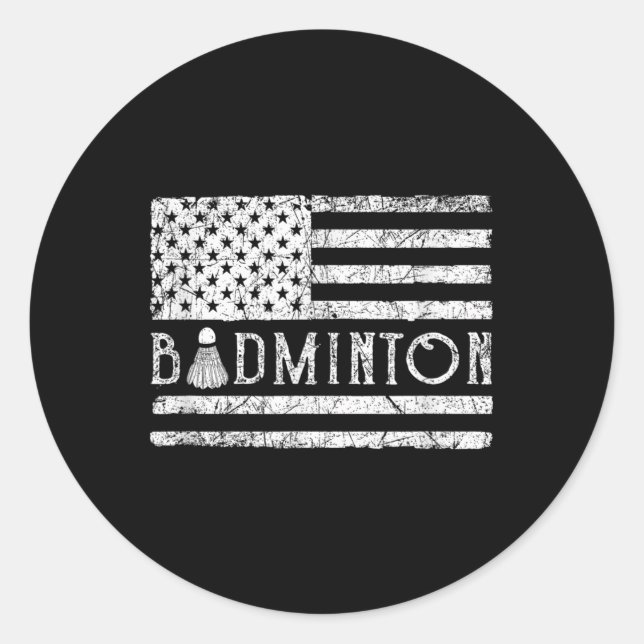 Sticker Rond Volant de badminton américain drapeau américain dr (Devant)