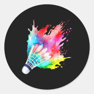 Sticker Rond Volant de badminton aquarelle cadeau artistique po