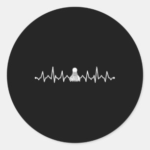 Sticker Rond Volant de Badminton Battement de Coeur Design Cool
