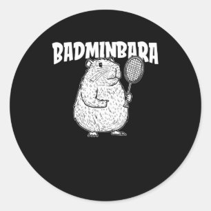 Sticker Rond Volant de badminton Capybara - Badminb de raquette
