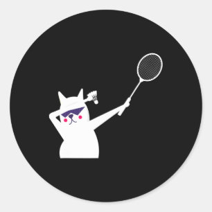 Sticker Rond Volant de badminton Chat Pour Hommes Femmes Enfant