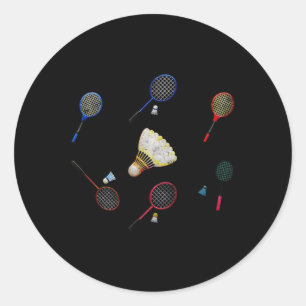 Sticker Rond Volant de badminton de jumelage de famille sportiv
