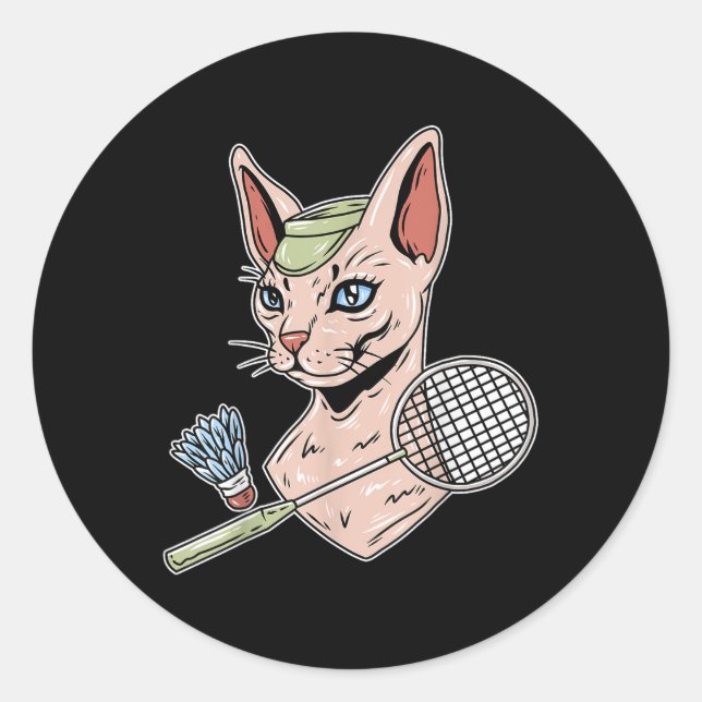 Sticker Rond Volant de badminton drôle pour chat Devon Rex (Devant)