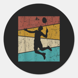 Sticker Rond Volant de Badminton Drôle Vintage Rétro Pour Homme