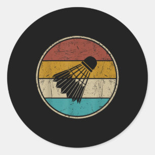 Sticker Rond Volant de Badminton Drôle Vintage Rétro Pour Homme