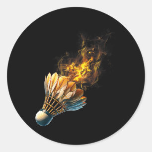 Sticker Rond Volant de badminton Flames Fire Ball