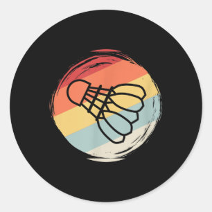 Sticker Rond Volant de Badminton Vintage Style 60s 70s, Badmi