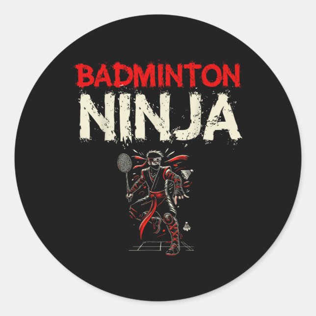 Sticker Rond Volant de ninja de badminton  (Devant)