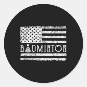 Sticker Rond Volants de badminton américains drapeau américain