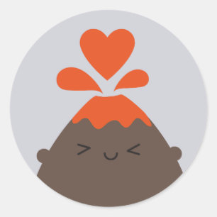Sticker Rond Volcan I Lava You Kawaii