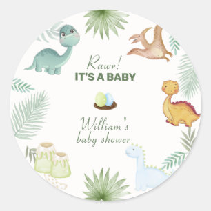 Sticker Rond Volcan Rustique Rawr Tropical Fête de Naissance de