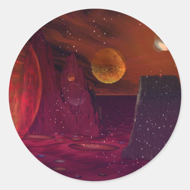 Sticker Rond Volcans sur Mars (Devant)