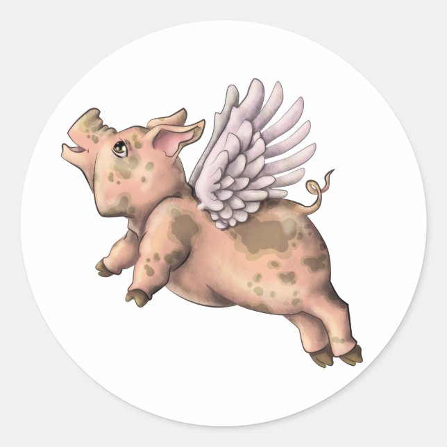 Sticker Rond Voler des cochons (Devant)