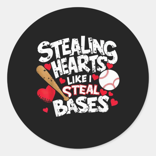 Sticker Rond Voler Des Coeurs Comme Je Vole Des Bases, Du Baseb (Devant)
