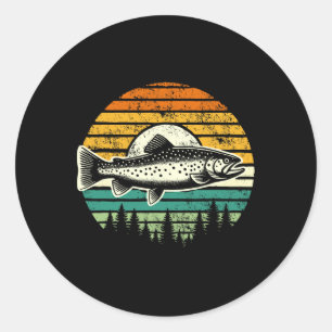 Sticker Rond Volet truite Pêche Forêt extérieure Nature Vie sau