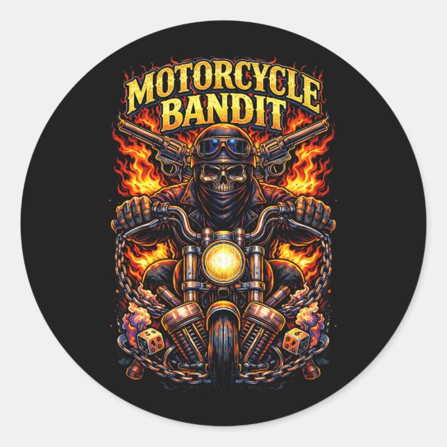 Sticker Rond Voleur à moto (Devant)