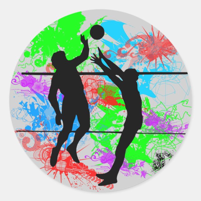 Sticker Rond Volley-ball (Devant)