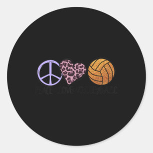Sticker Rond Volley-ball Amour de la paix Amour Volley-ball