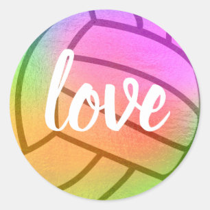 Sticker Rond Volley-ball amoureux multicolore