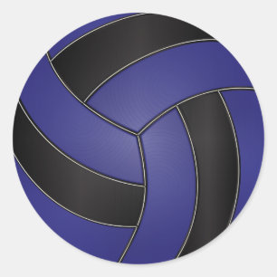 Sticker Rond Volley-ball bleu foncé et noir