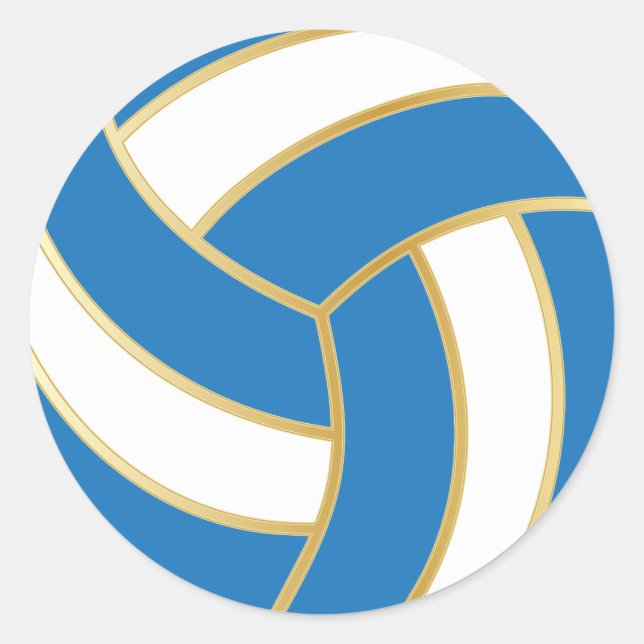 Sticker Rond Volley-ball bleu, or et blanc (Devant)