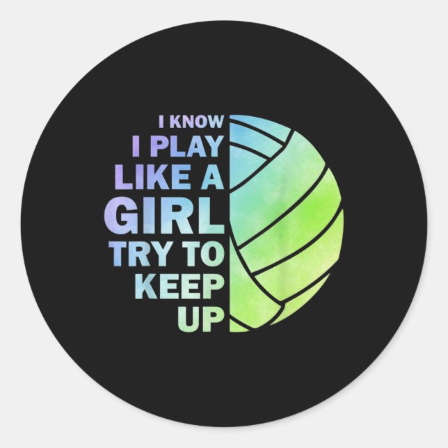 Sticker Rond Volley-ball cool Pour Femmes Filles Jeune Volley-b (Devant)