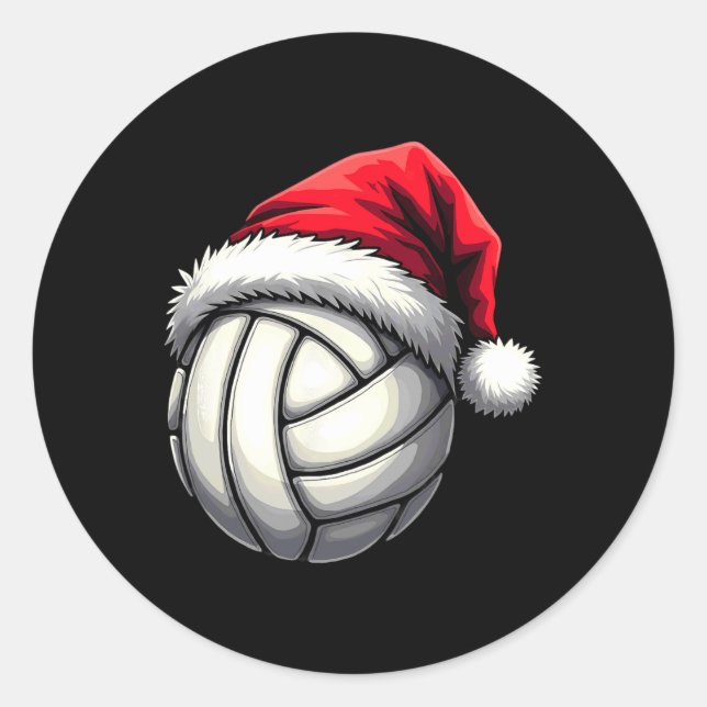 Sticker Rond Volley-ball de Noël Santa Hat (Devant)