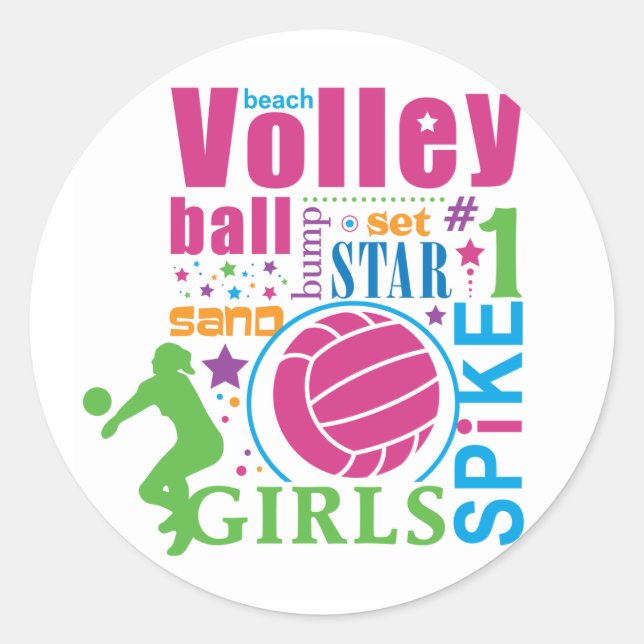 Sticker Rond Volley-ball de plage de Bourne (Devant)