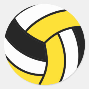 Sticker Rond Volley-ball jaune et blanc