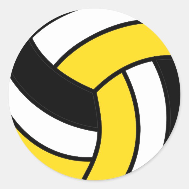 Sticker Rond Volley-ball jaune et blanc (Devant)