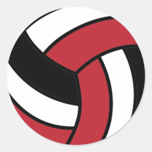 Sticker Rond Volley-ball noir et blanc
