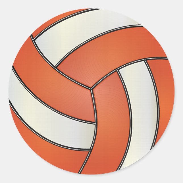 Sticker Rond Volley-ball orange et blanc (Devant)