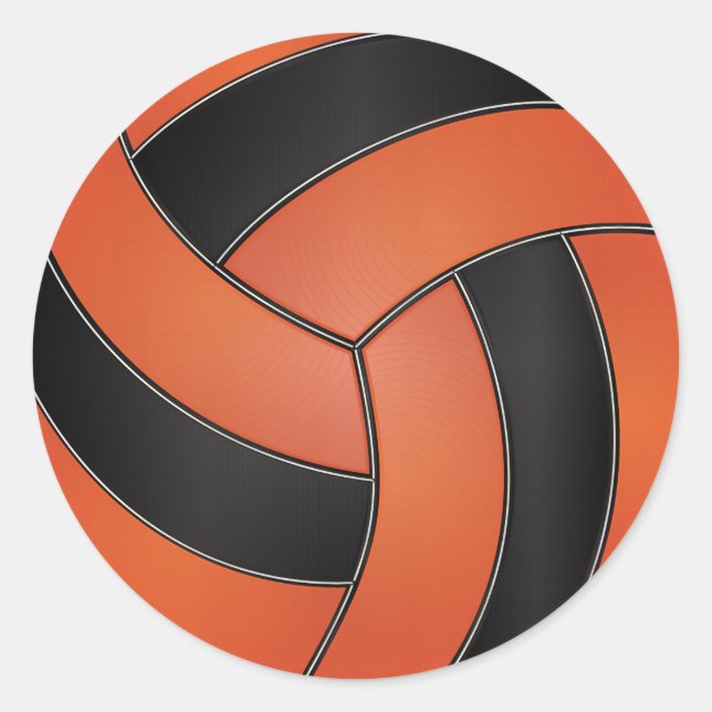 Sticker Rond Volley-ball orange et noir (Devant)