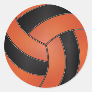 Sticker Rond Volley-ball orange et noir
