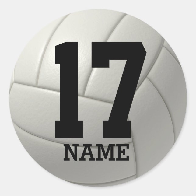 Sticker Rond Volley-ball personnalisé (ajoutez votre nom et vot (Devant)