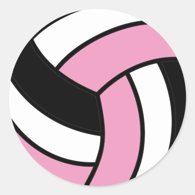 Sticker Rond Volley-ball rose et blanc (Devant)