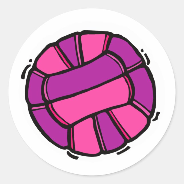 Sticker Rond Volley-ball rose et violet (Devant)