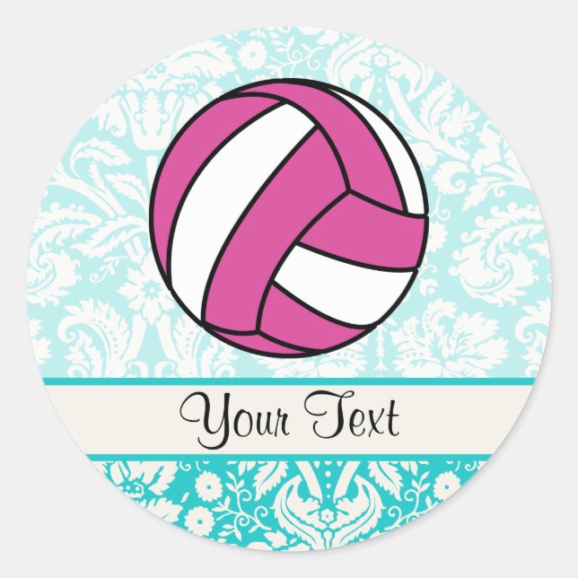 Sticker Rond Volley-ball rose; Motif Damas (Devant)