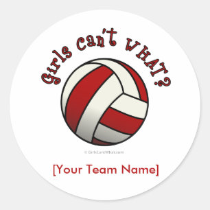 Sticker Rond Volley-ball rouge