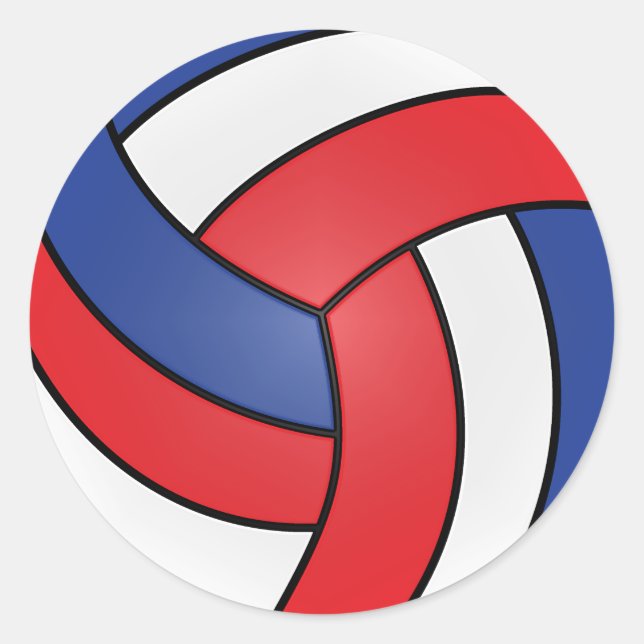 Sticker Rond Volley-ball rouge, blanc et bleu (Devant)
