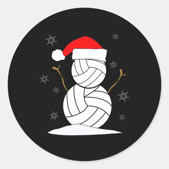 Sticker Rond Volley-ball Snowman Xmas (Devant)