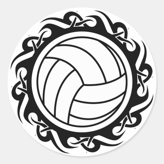 Sticker Rond volley-ball tribal (Devant)