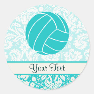 Sticker Rond Volley-ball turquoise