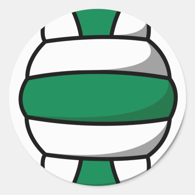 Sticker Rond volley-ball vert et blanc (Devant)
