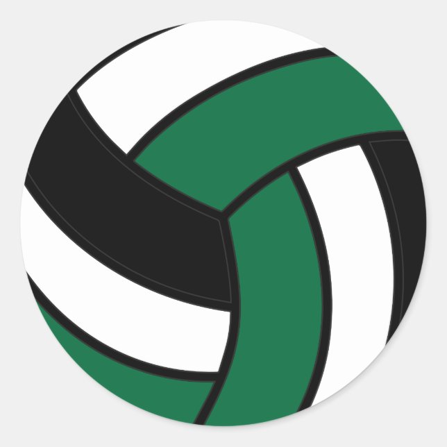 Sticker Rond Volley-ball vert foncé et blanc (Devant)