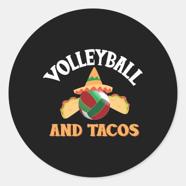 Sticker Rond Volley Et Tacos Drôle Taco (Devant)
